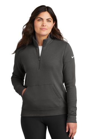 Nike Women's Club Fleece Sleeve Swoosh 1/2-Zip with Embroidered Dem-Con logo